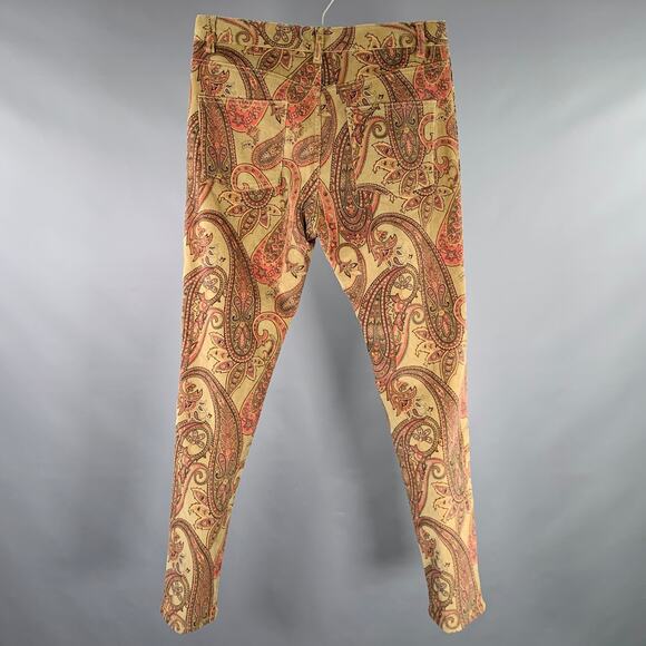 NEEDLES Size M Brown Burgundy Green Paisley 5 Pocket Casual Pants - Picture 4 of 6